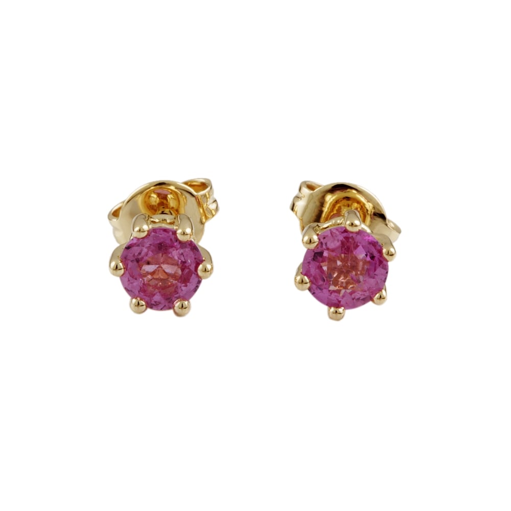 9ct Yellow Gold Pink Sapphire 1.55ct Stud Earrings