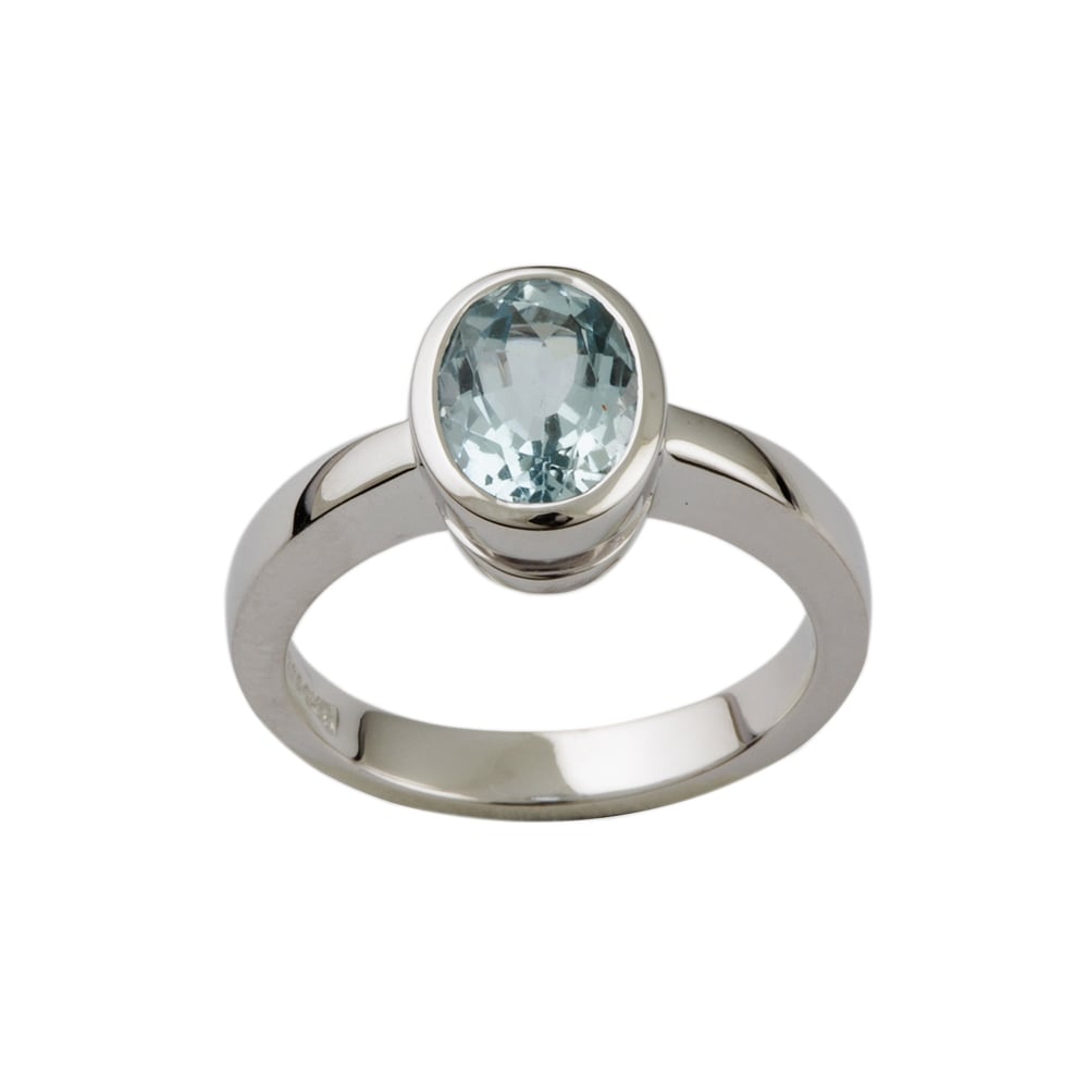 9ct White Gold Aquamarine 1.29ct Single Stone Ring