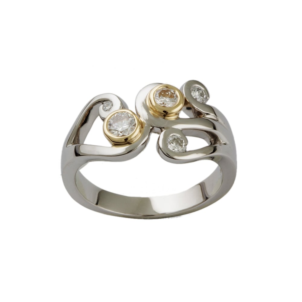 9ct Yellow and White Gold Diamond Bubble Ring 0.40ct