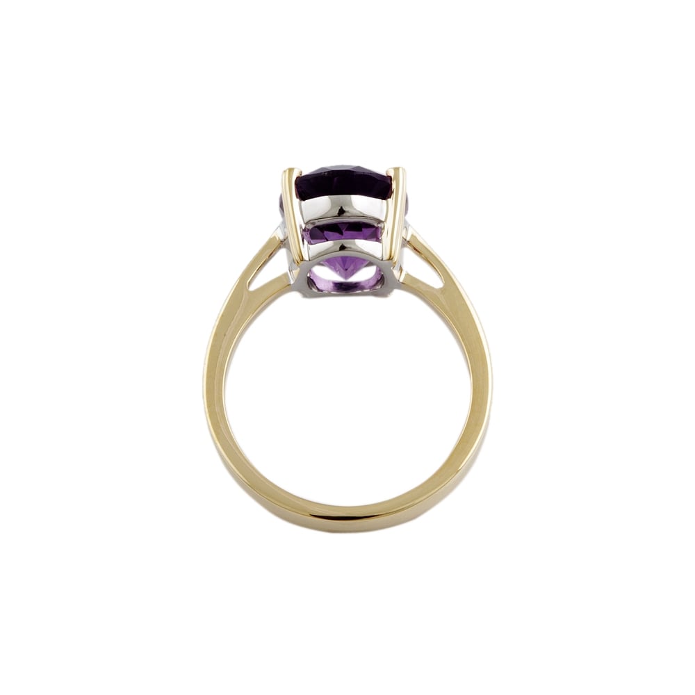 9ct Yellow and White Gold Amethyst Single Stone Ring
