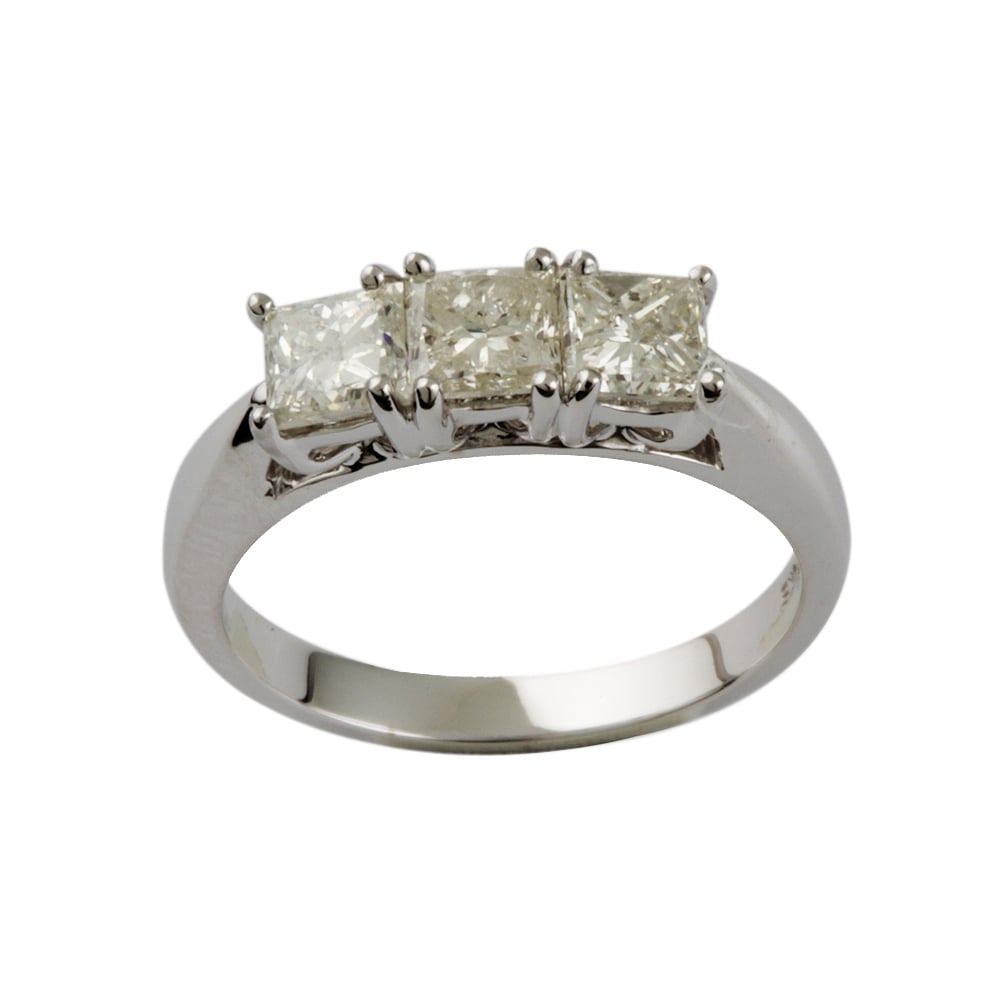 9ct White Gold Diamond 1.52ct Three Stone Ring