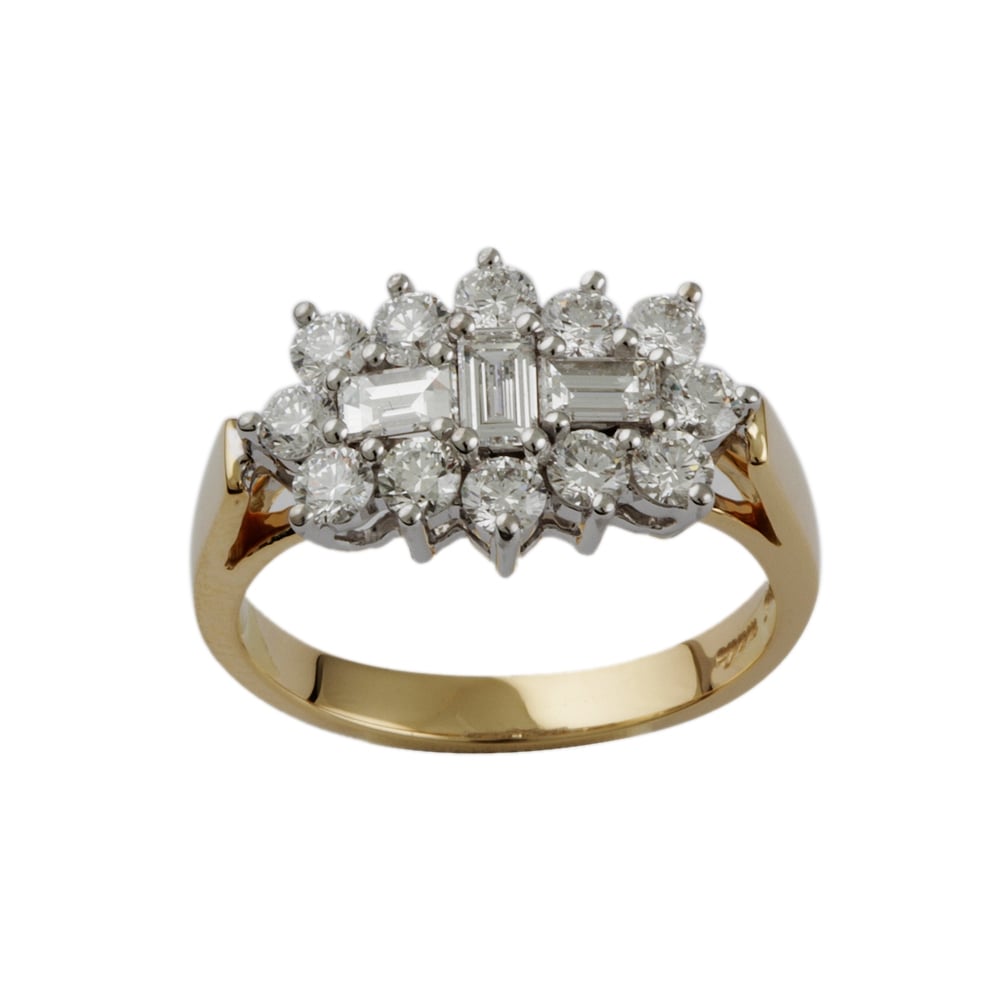 18ct Yellow and White Gold Diamond 1.49ct Cluster Ring
