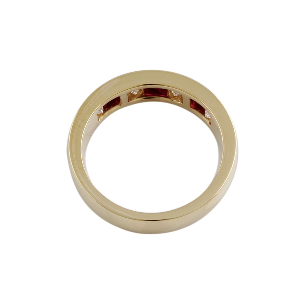 9ct Yellow Gold Ruby 0.50ct and Diamond 0.62ct Seven Stone Ring
