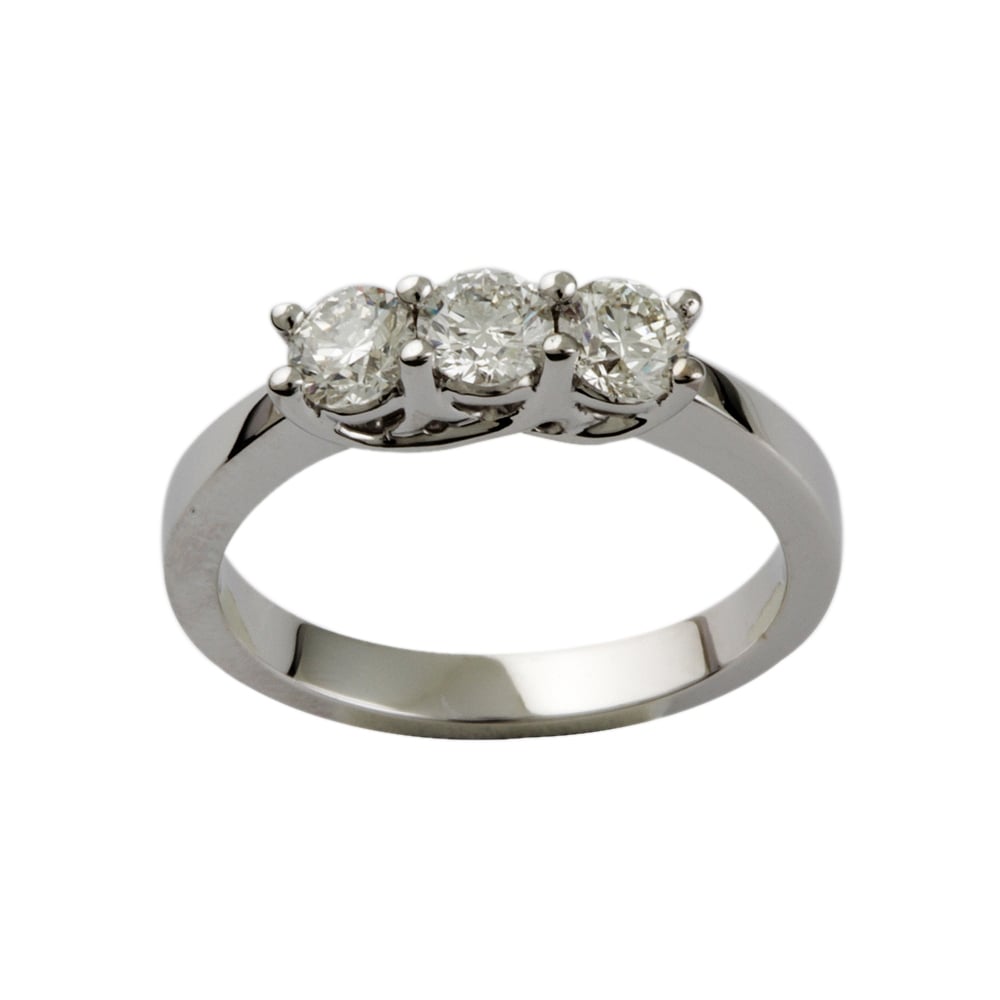 9ct White Gold Diamond 0.77ct Three Stone Ring