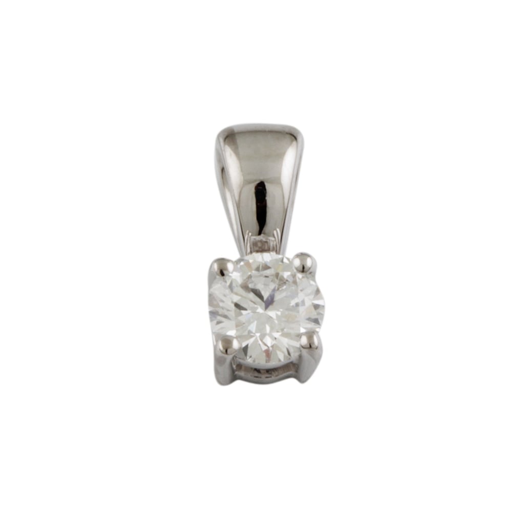 9ct White Gold Diamond 0.40ct Solitaire Pendant