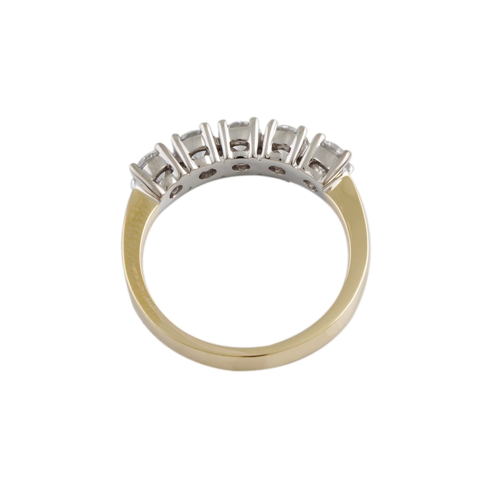 9ct Yellow and White Gold Diamond Five Stone Ring