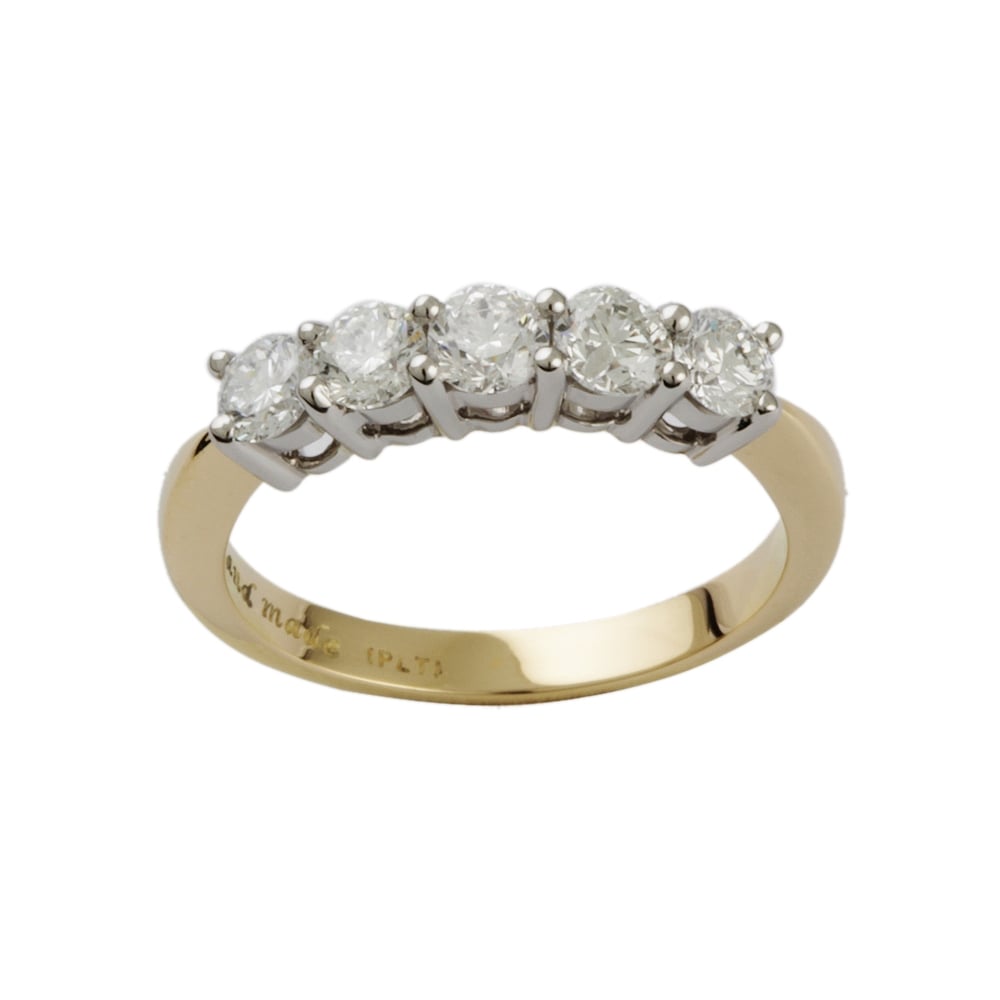 9ct Yellow and White Gold Diamond Five Stone Ring