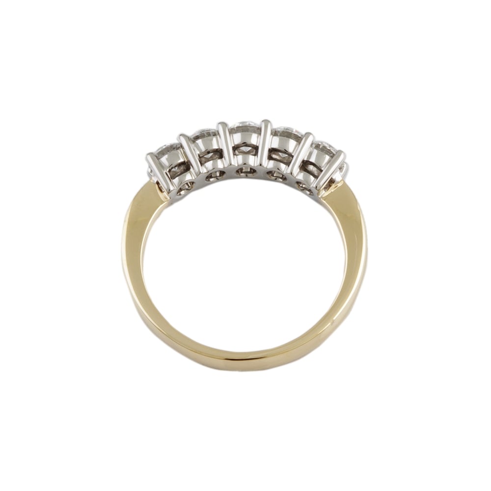 9ct Yellow and White Gold Diamond Five Stone Ring