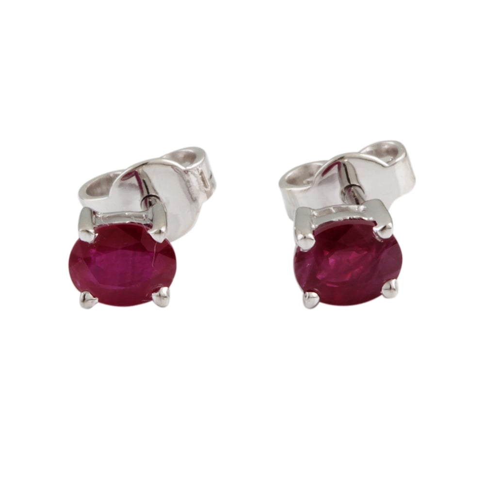 9ct White Gold Ruby Stud Earrings