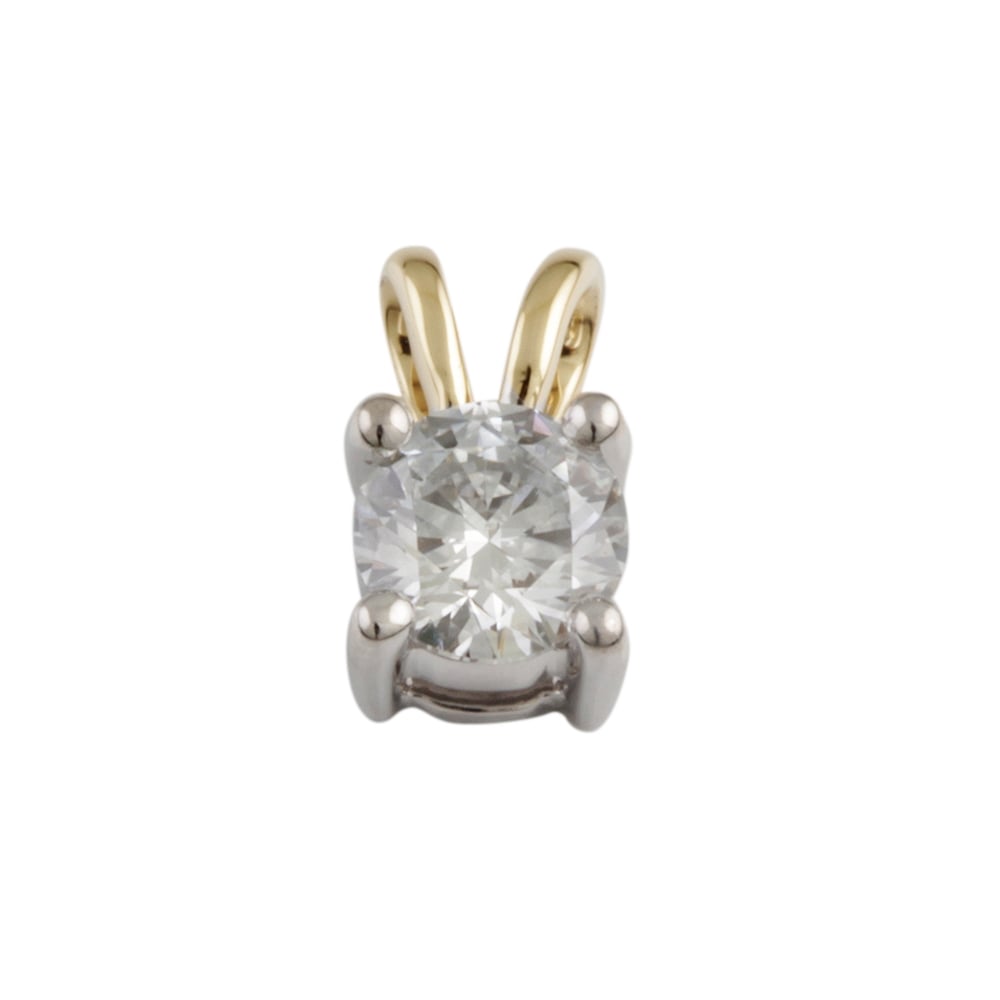 9ct Yellow and White Gold Diamond Solitaire Pendant