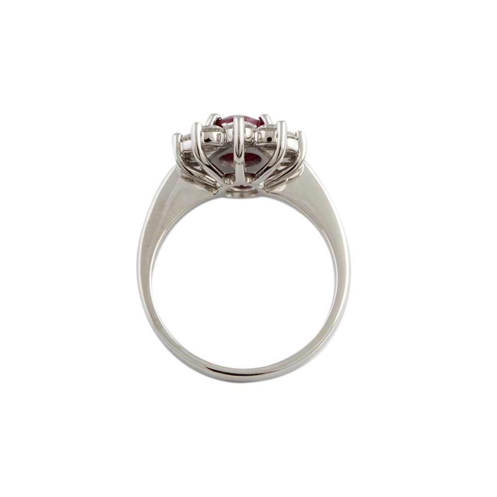 9ct White Gold Ruby and Diamond Cluster Ring