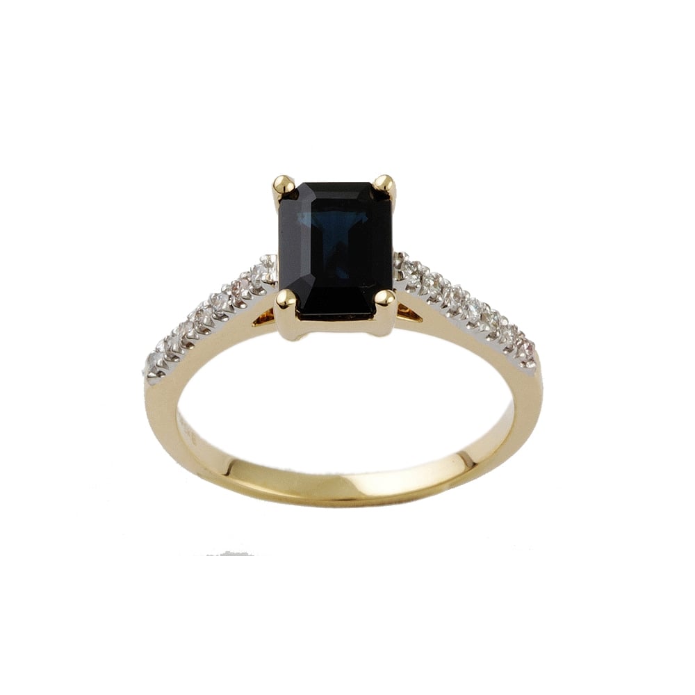9ct Yellow Gold Blue Sapphire and Diamond Dress Ring