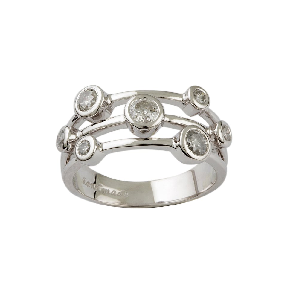 9ct White Gold Diamond Bubble Ring 0.85ct