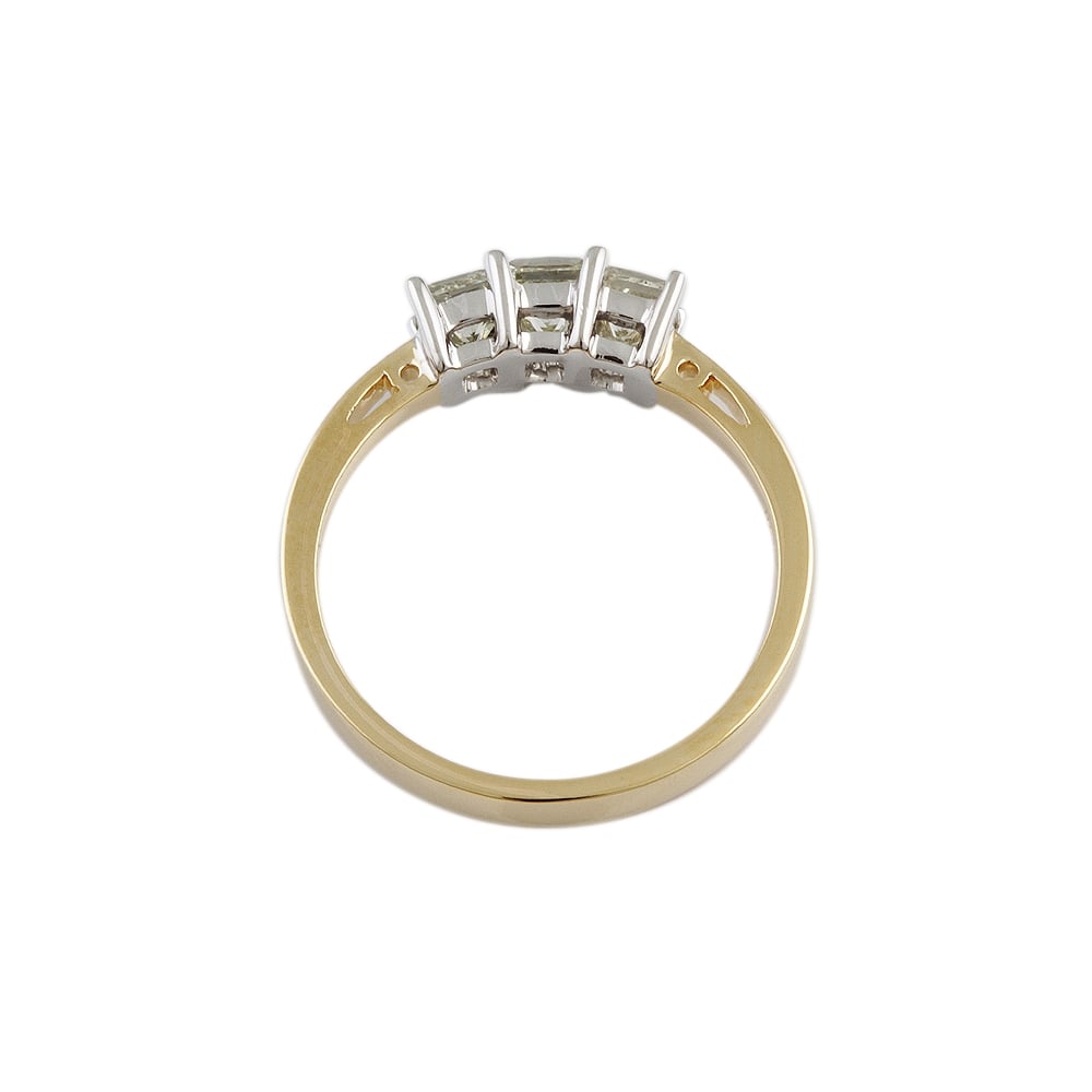 9ct Yellow and White Gold Diamond Three Stone Ring 1.00ct