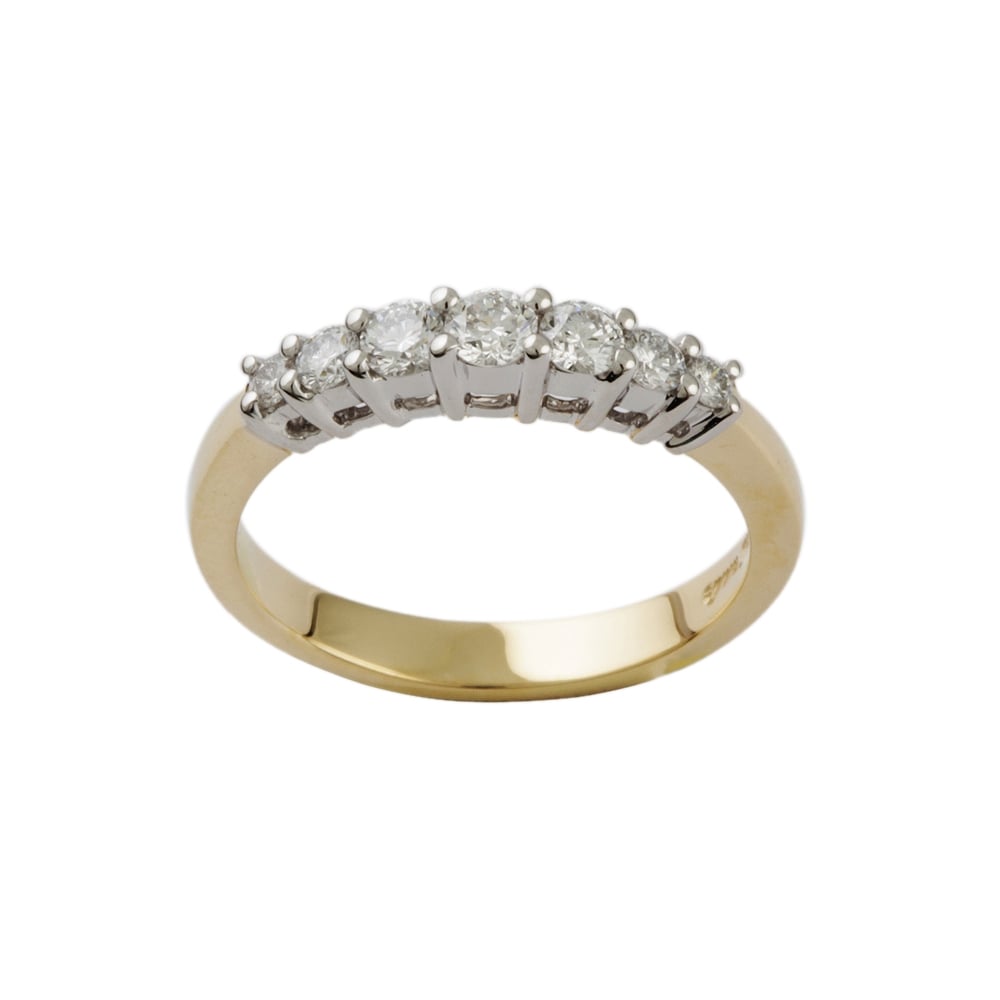 9ct Yellow and White Gold Diamond Seven Stone Ring