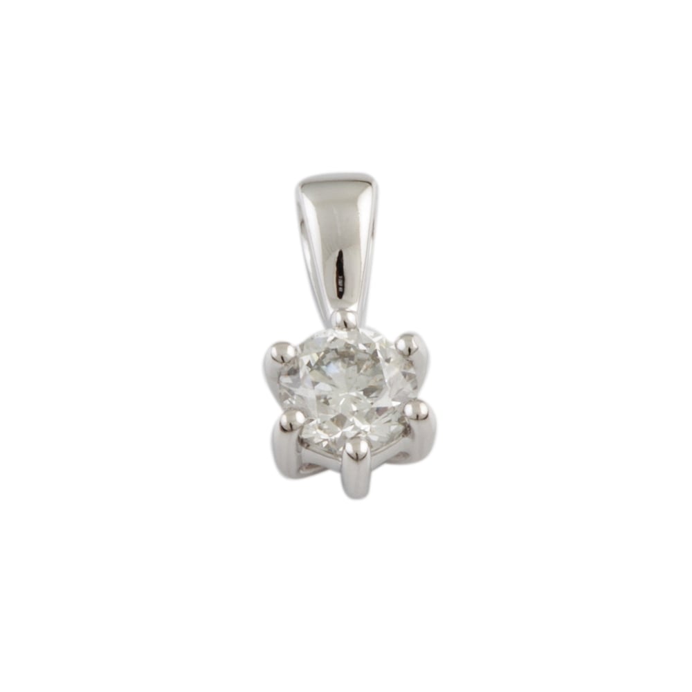 9ct White Gold Diamond Solitaire Pendant