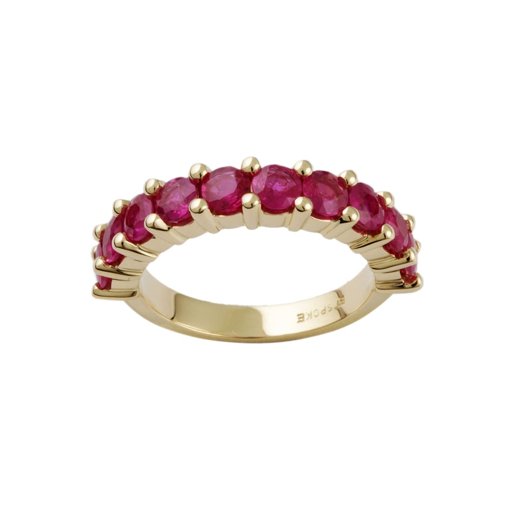 9ct Yellow Gold Ruby Half Eternity Ring