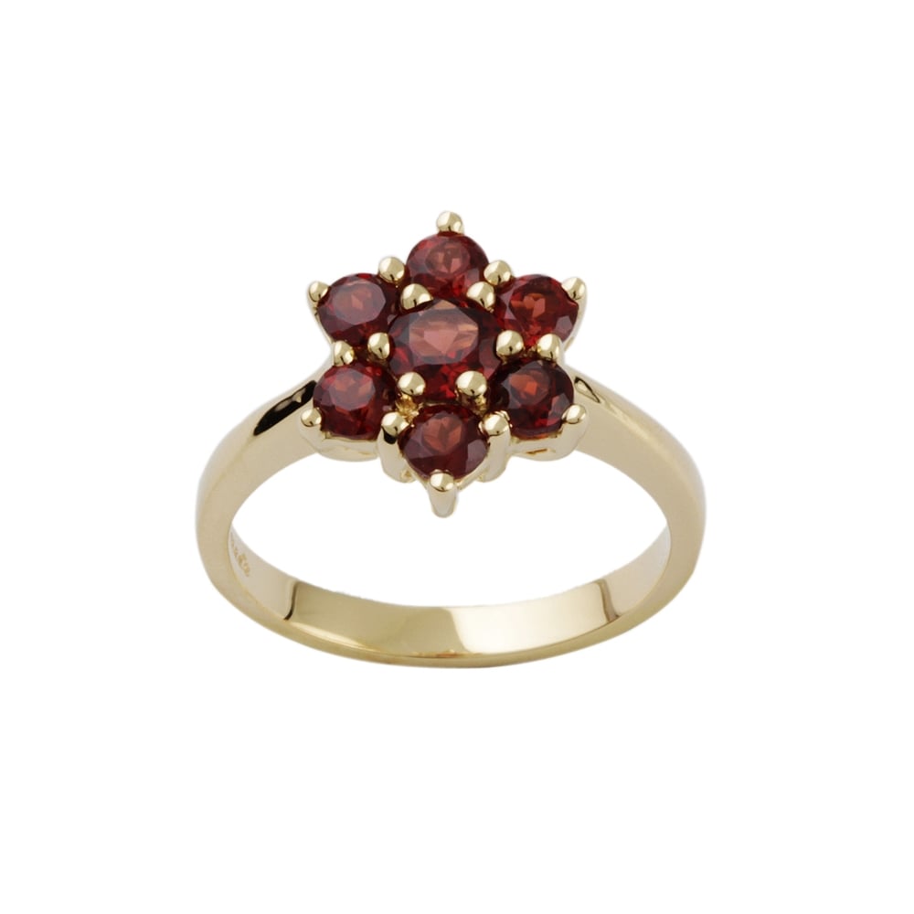 9ct Yellow Gold Garnet Cluster Ring 1.44