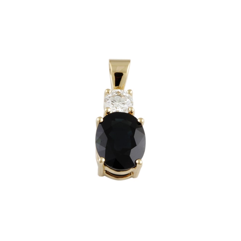 9ct Yellow Gold Blue Sapphire and Diamond Pendant