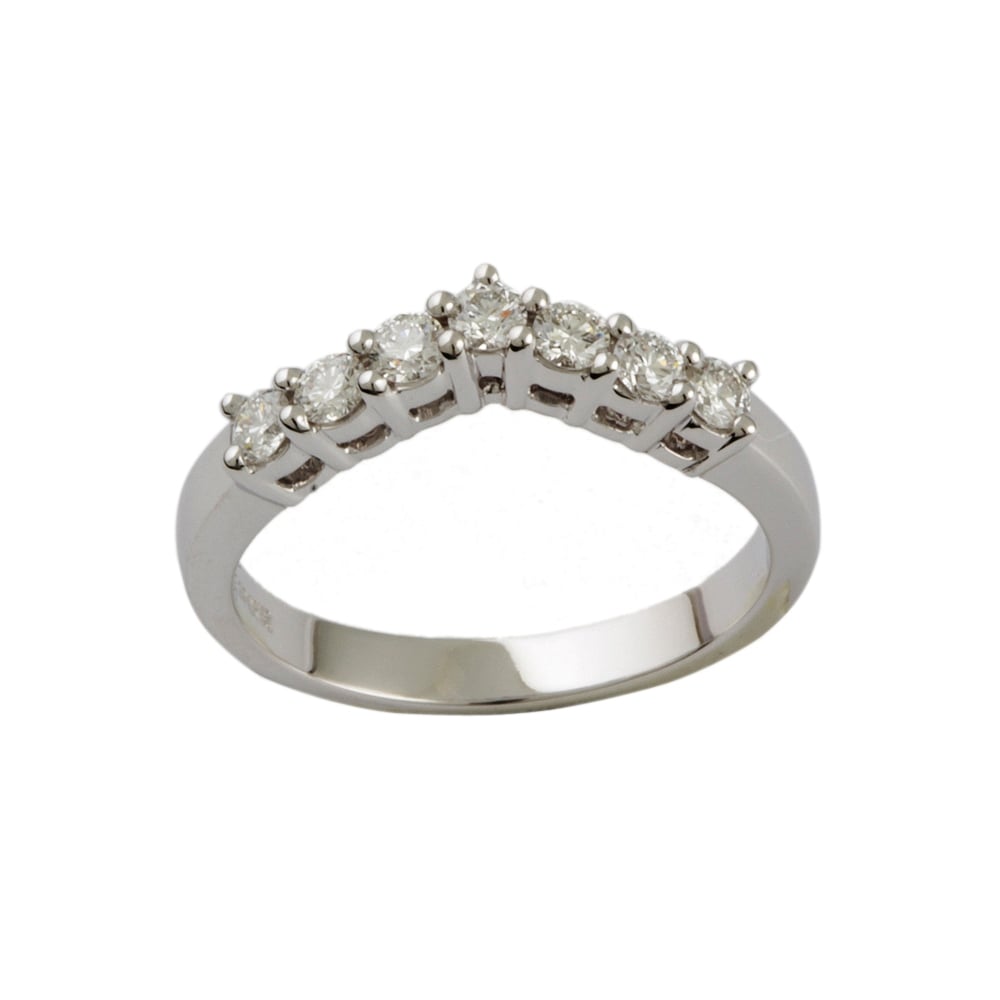 9ct White Gold Diamond Seven Stone Wishbone Ring