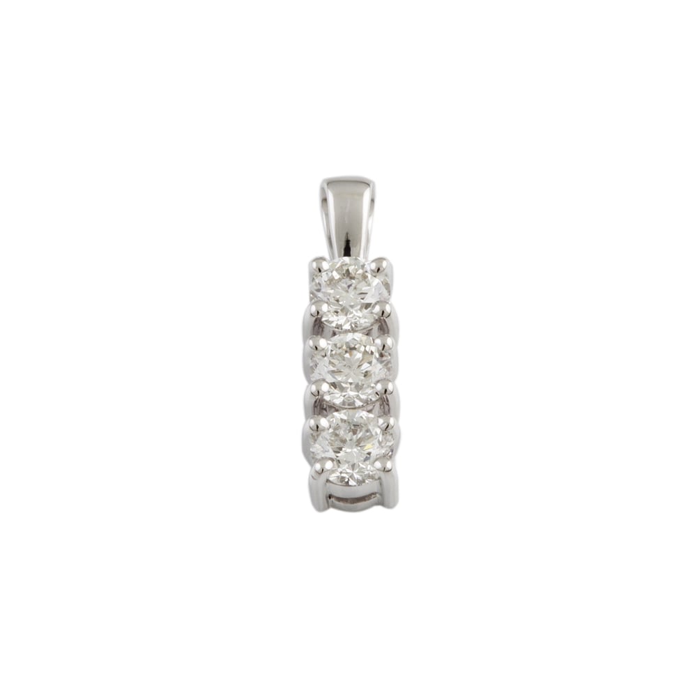 9ct White Gold Diamond Three Stone Pendant