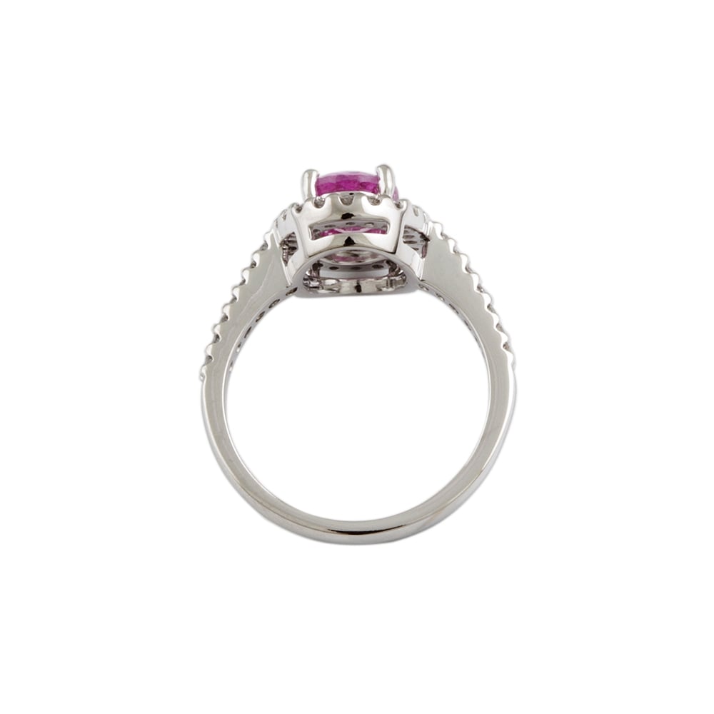 9ct White Gold Pink Sapphire and Diamond Dress Ring