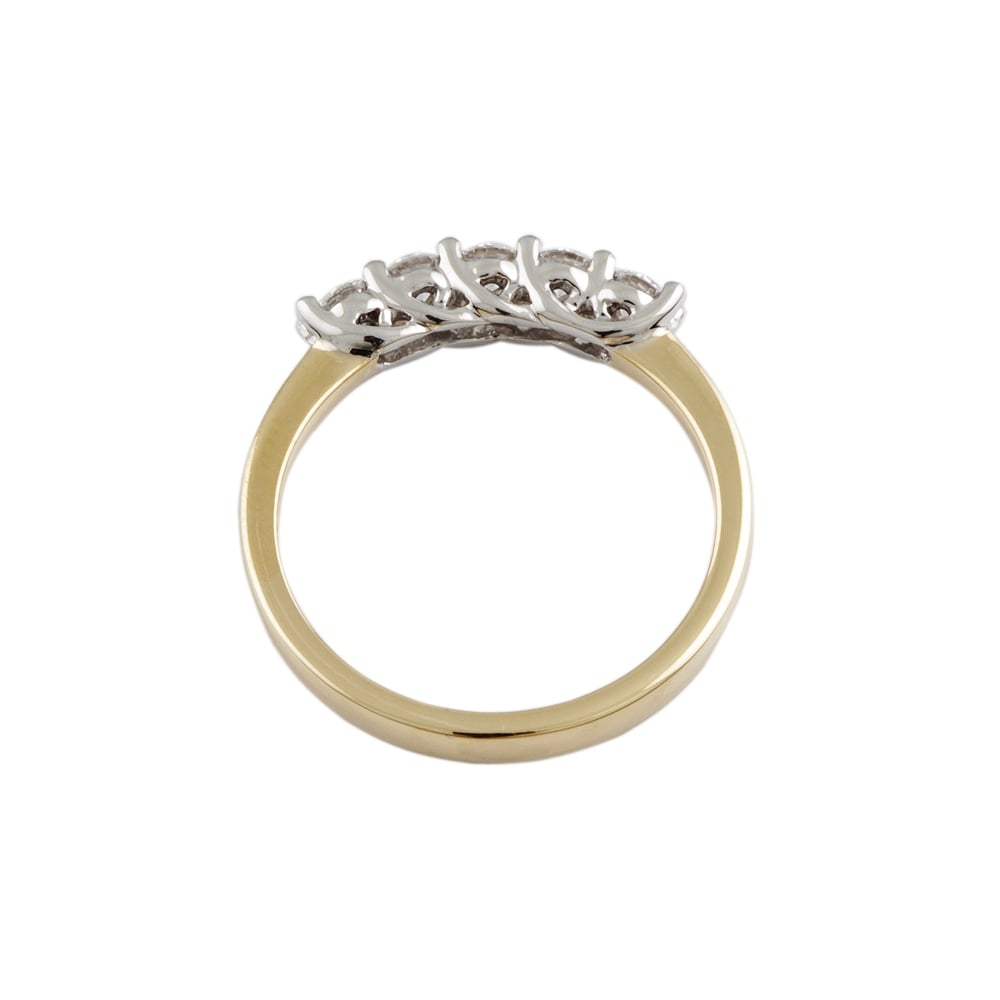 9ct Yellow and White Gold Diamond Five Stone Ring