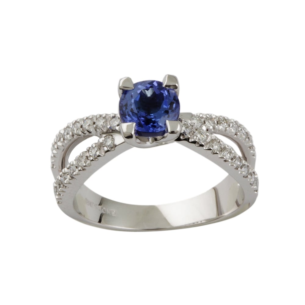 9ct White Gold Tanzanite and Diamond Dress Ring