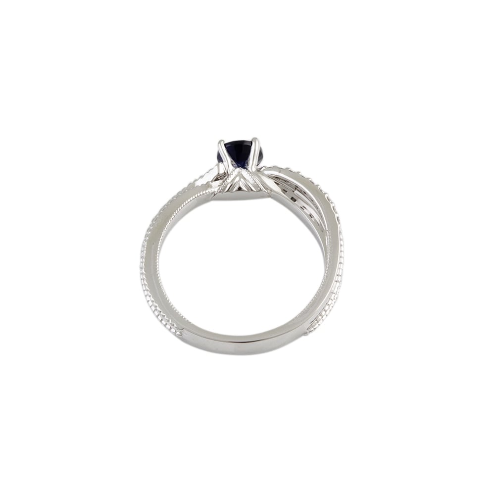 9ct White Gold Blue Sapphire and Diamond Dress Ring