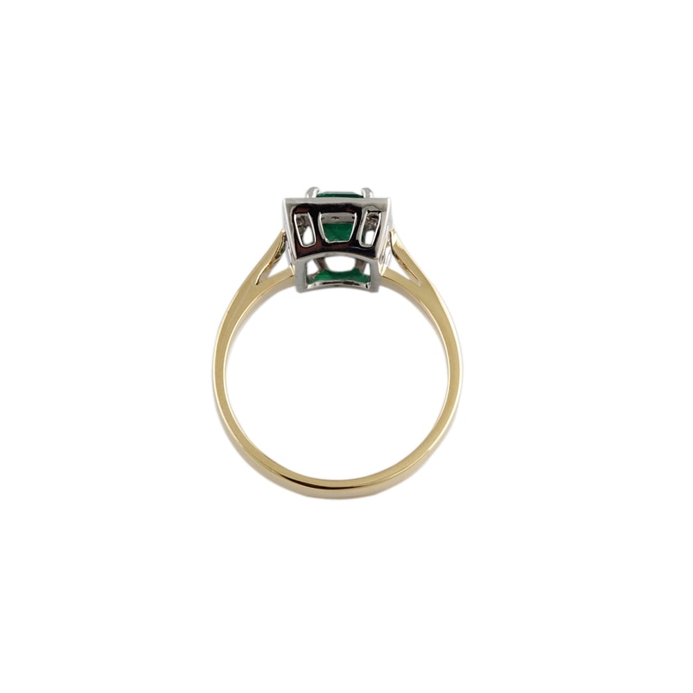 9ct Yellow And White Gold Emerald and Diamond Dress Ring