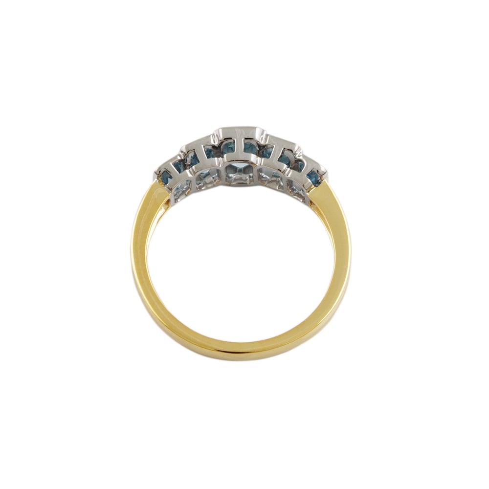 9ct Yellow and White Gold Aquamarine Five Stone Ring