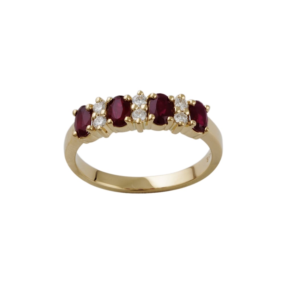 9ct Yellow Gold Ruby and Diamond Dress Ring