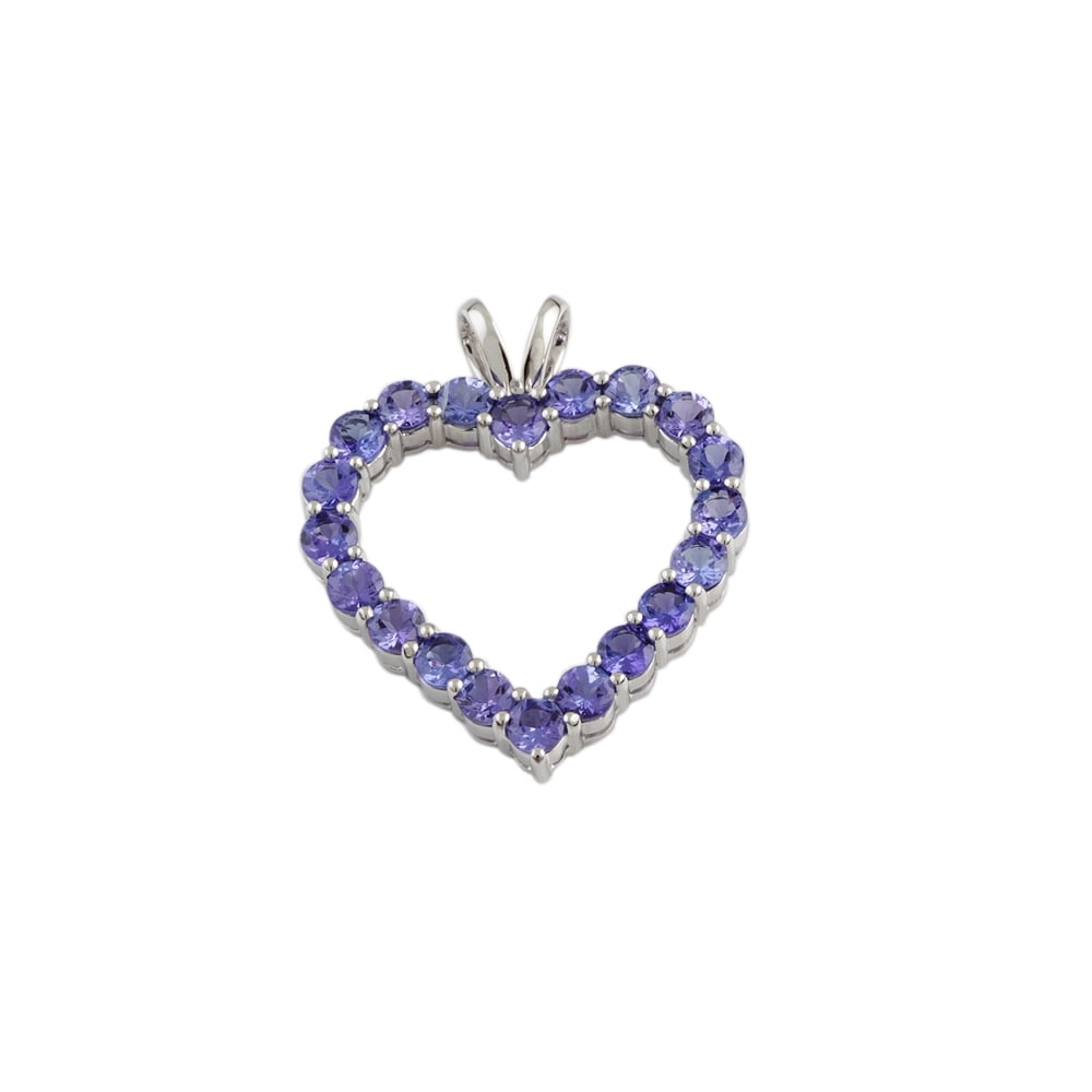 9ct White Gold Tanzanite 3.88ct Heart Pendant
