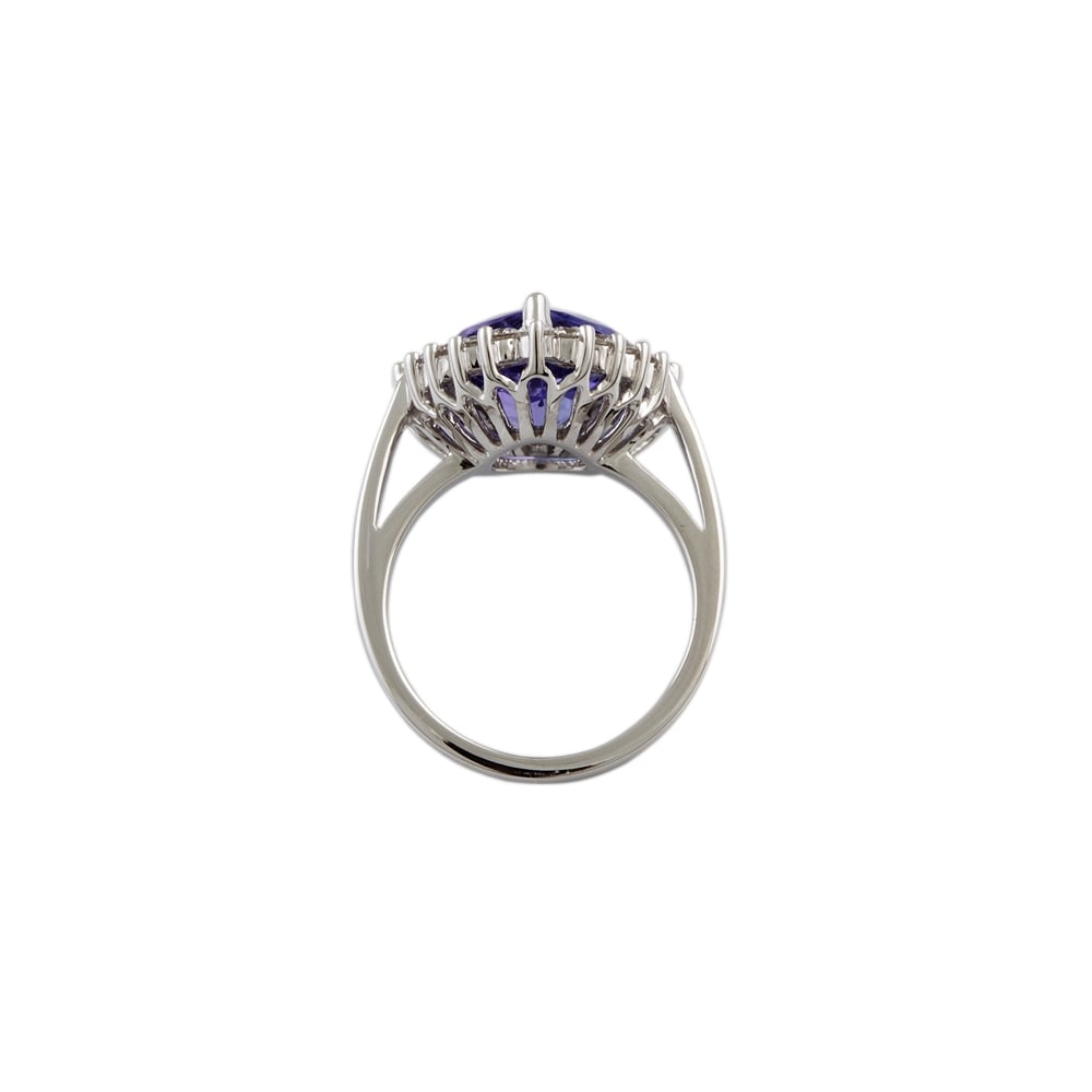 9ct White Gold Tanzanite 6.05ct and Diamond 0.81ct Cluster Ring