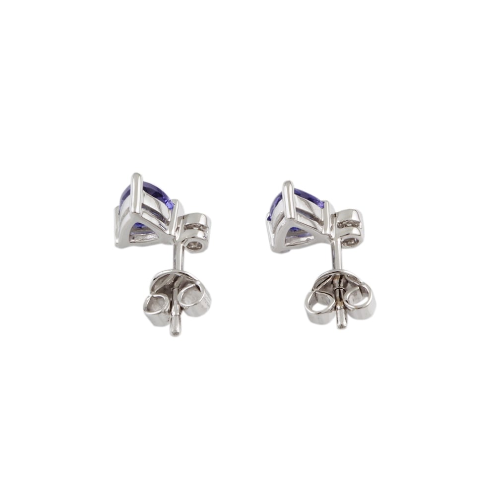 9ct White Gold Tanzanite 1.03ct and Diamond 0.06ct Stud Earrings