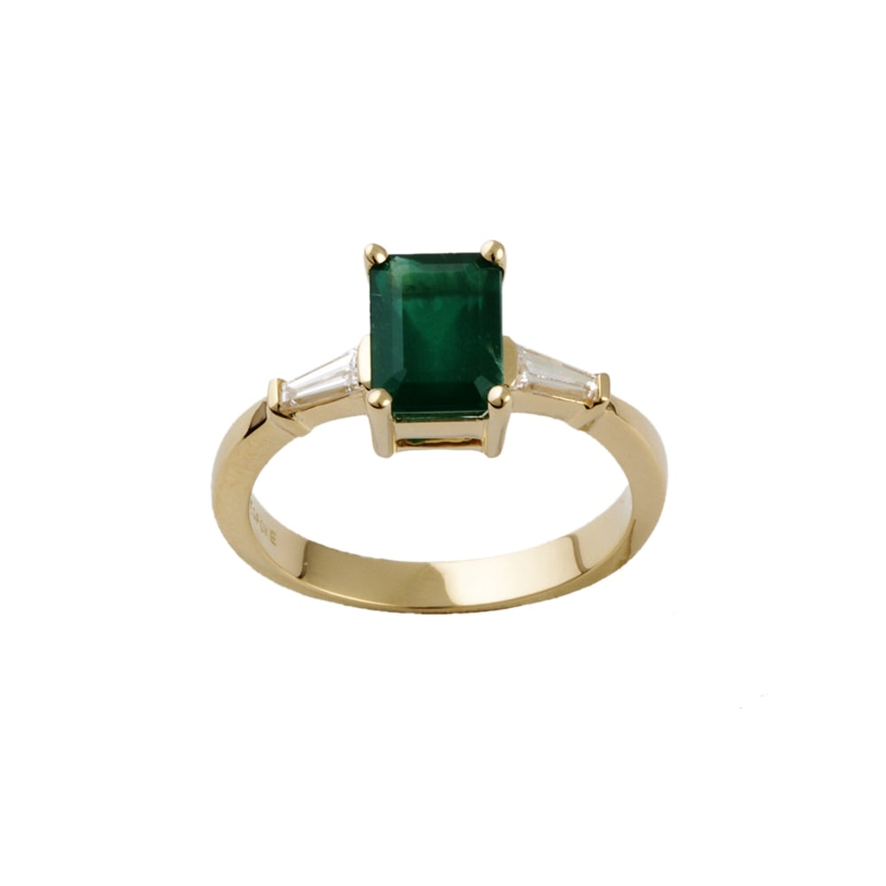 9ct Yellow Gold Emerald 1.55ct and Diamond 0.23ct Dress Ring