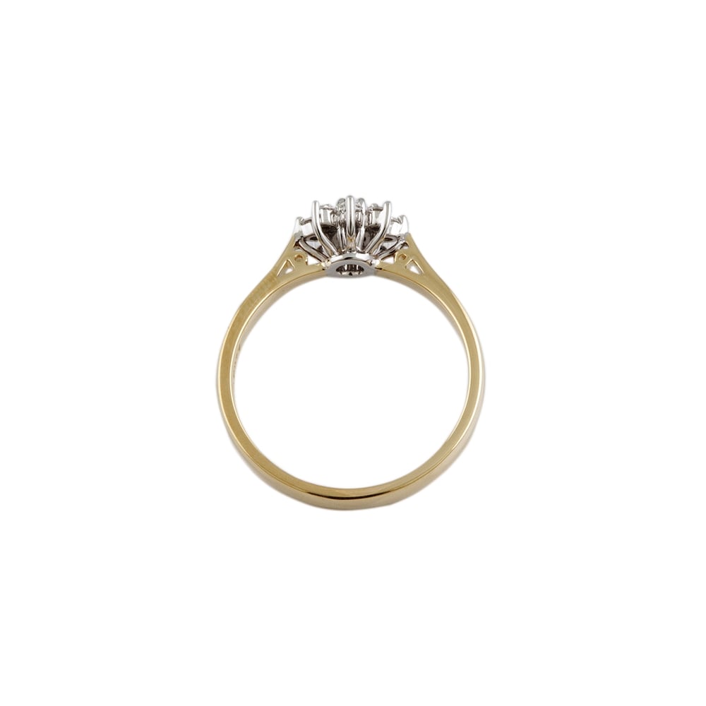 9ct Yellow and White Gold Diamond 0.41ct Cluster Ring