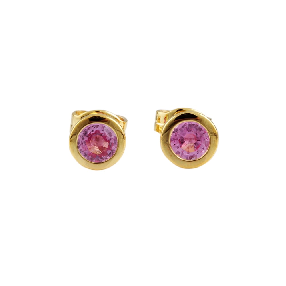 9ct Yellow Gold Pink Sapphire 1.33ct Stud Earrings