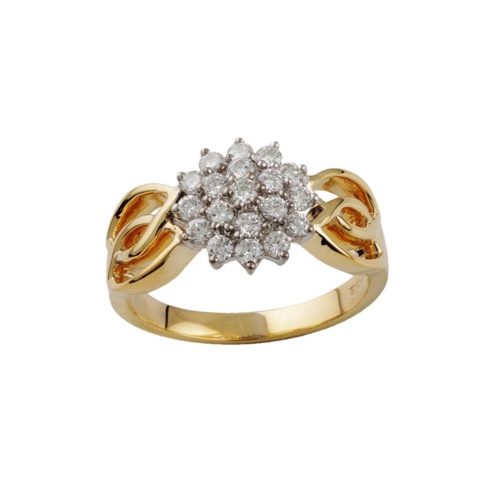 9ct Yellow and White Gold Diamond 0.52ct Cluster Ring
