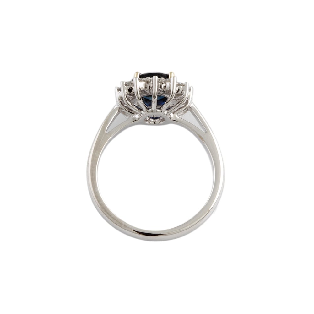 Platinum Sapphire 2.01ct and Diamond 0.60ct Cluster Ring