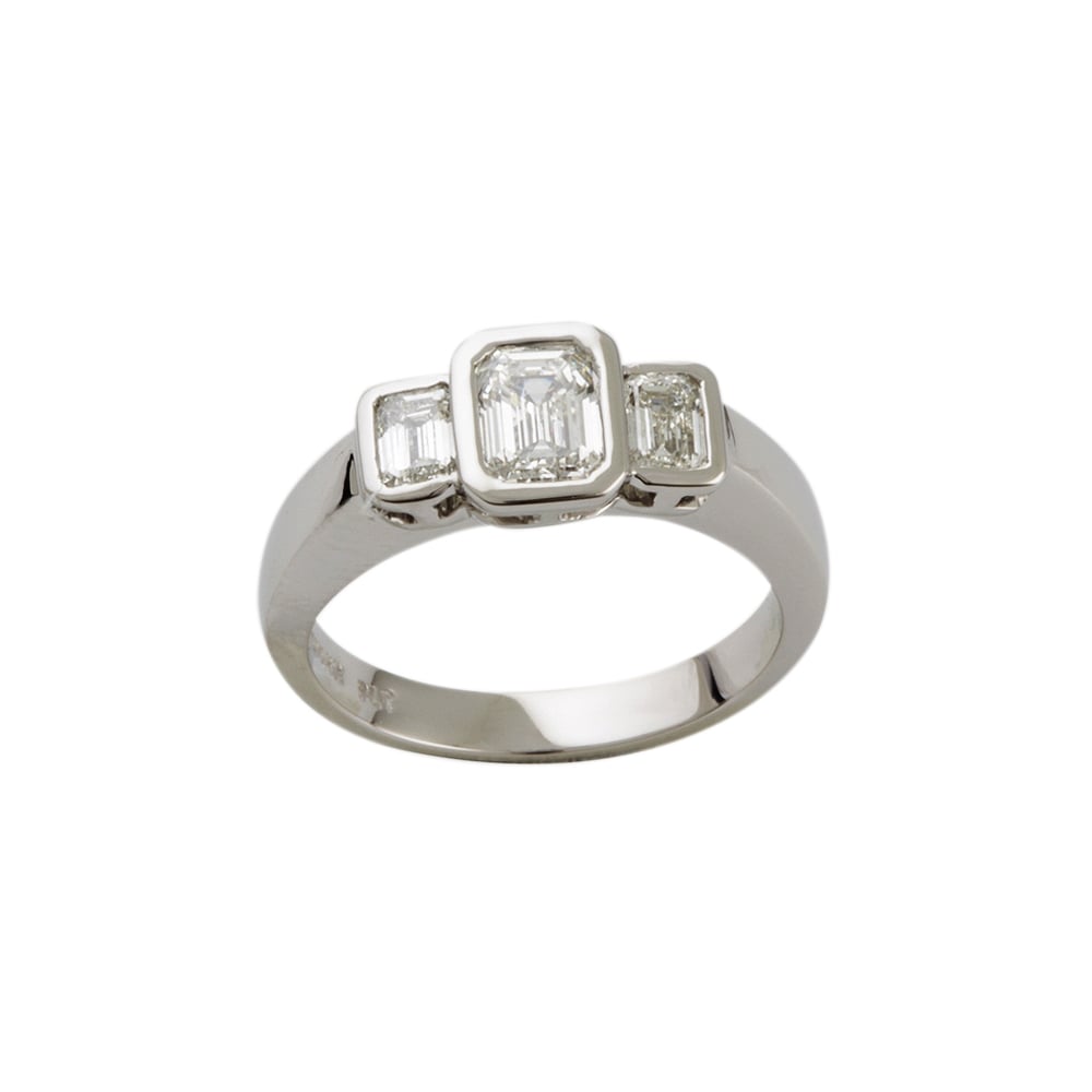 Platinum Three Stone Diamond Ring 0.90ct