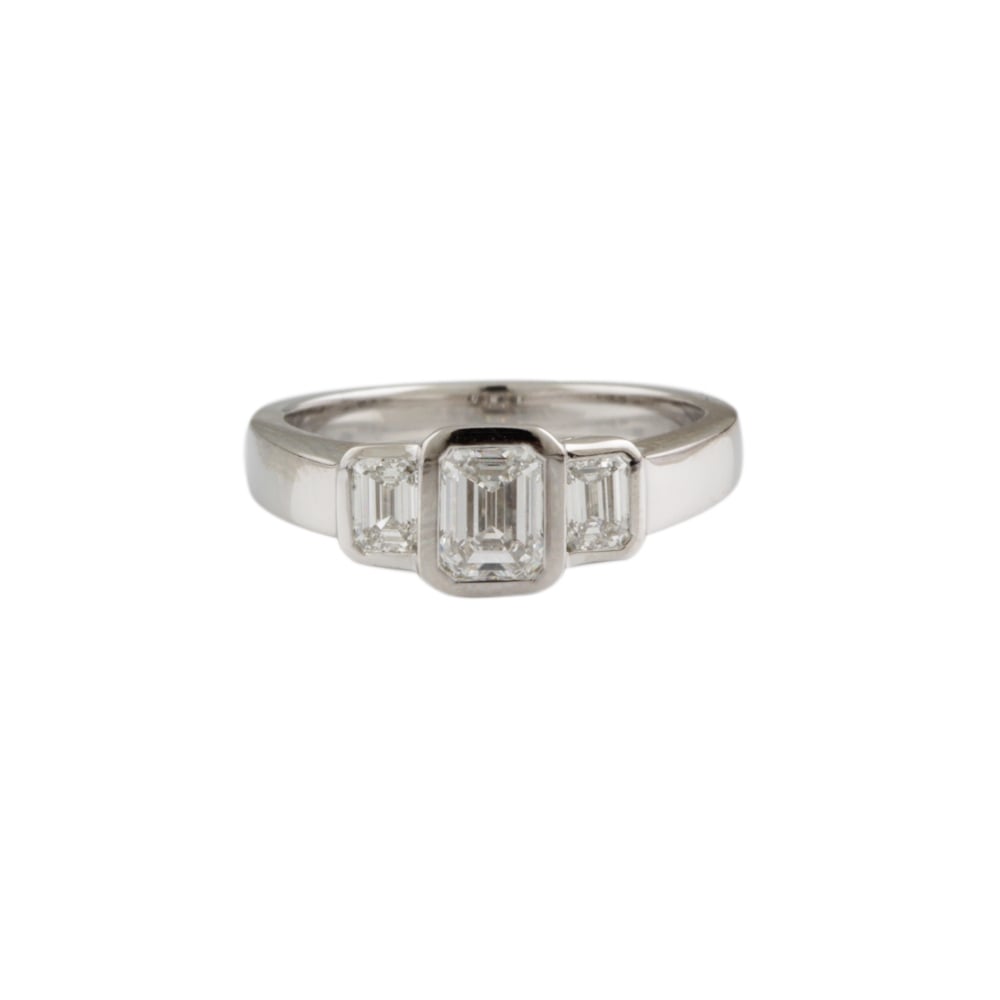 Platinum Three Stone Diamond Ring 0.90ct