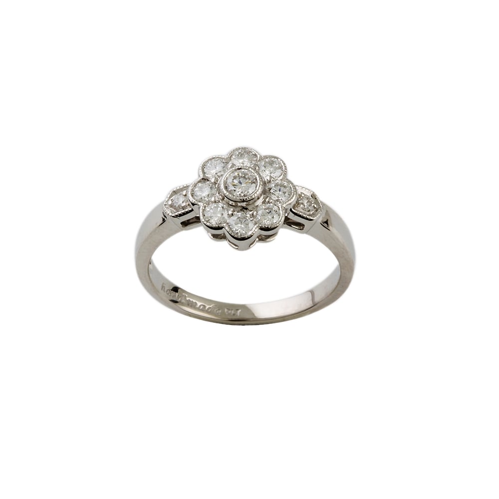 PLATINUM CLUSTER RING WITH 0.61CT DIAMONDS