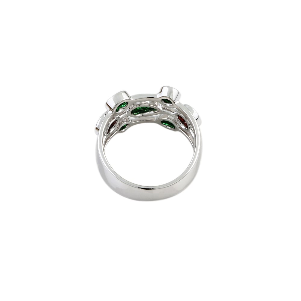 Platinum Bubble Ring with 0.98ct Tsavorite and 0.69ct Garnets
