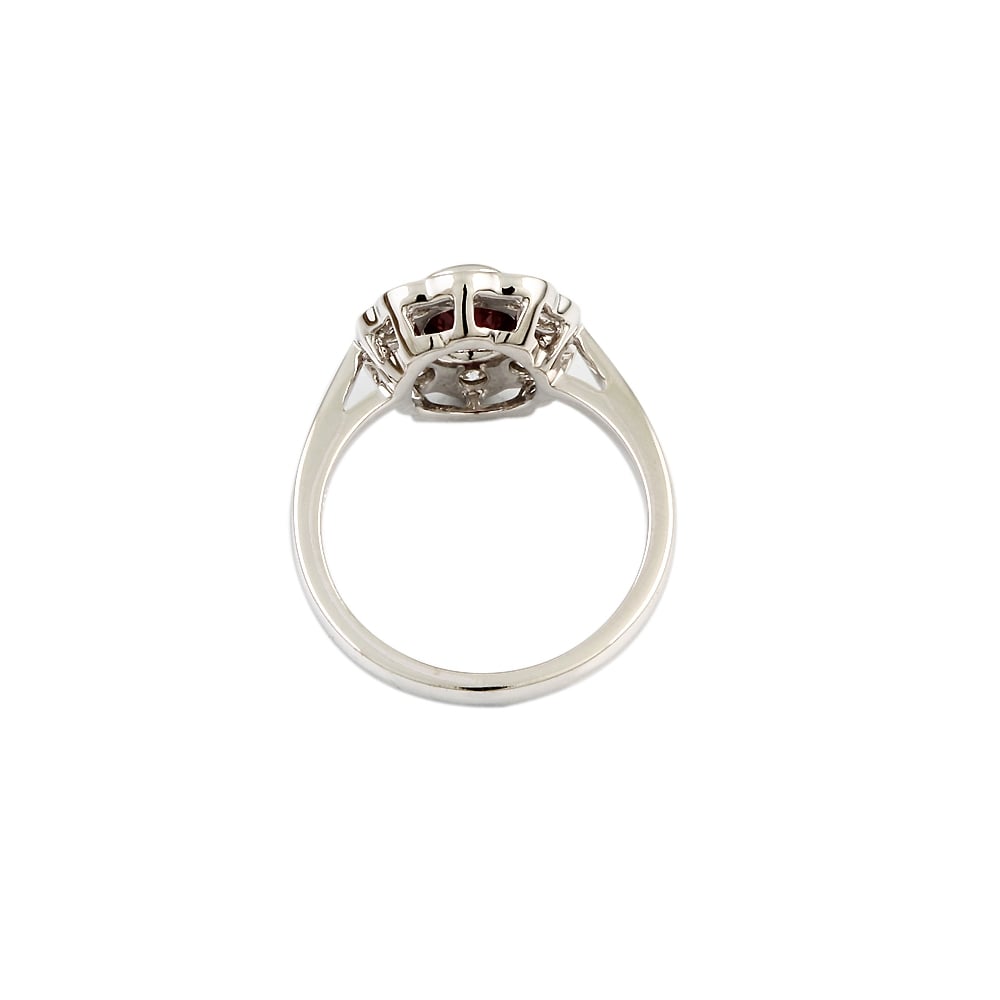 PLATINUM CLUSTER RING WITH 0.99CT RUBY AND 0.45CT DIAMONDS