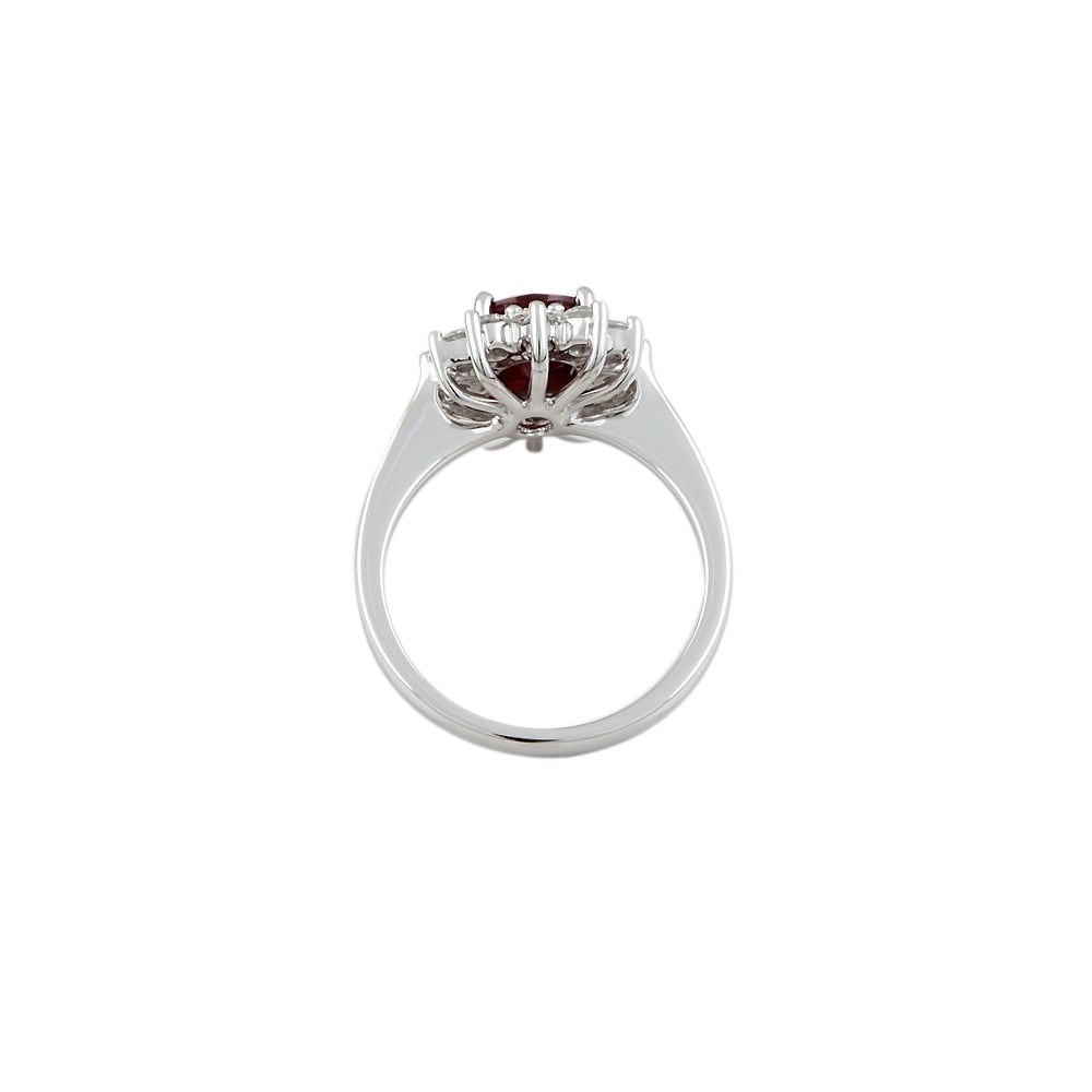 PLATINUM CLUSTER RING WITH 1.90CT RUBY AND 0.65CT DIAMONDS
