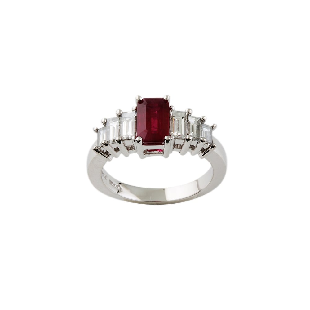 PLATINUM DRESS RING WITH 1.22CT RUBY AND 0.87CT DIAMONDS