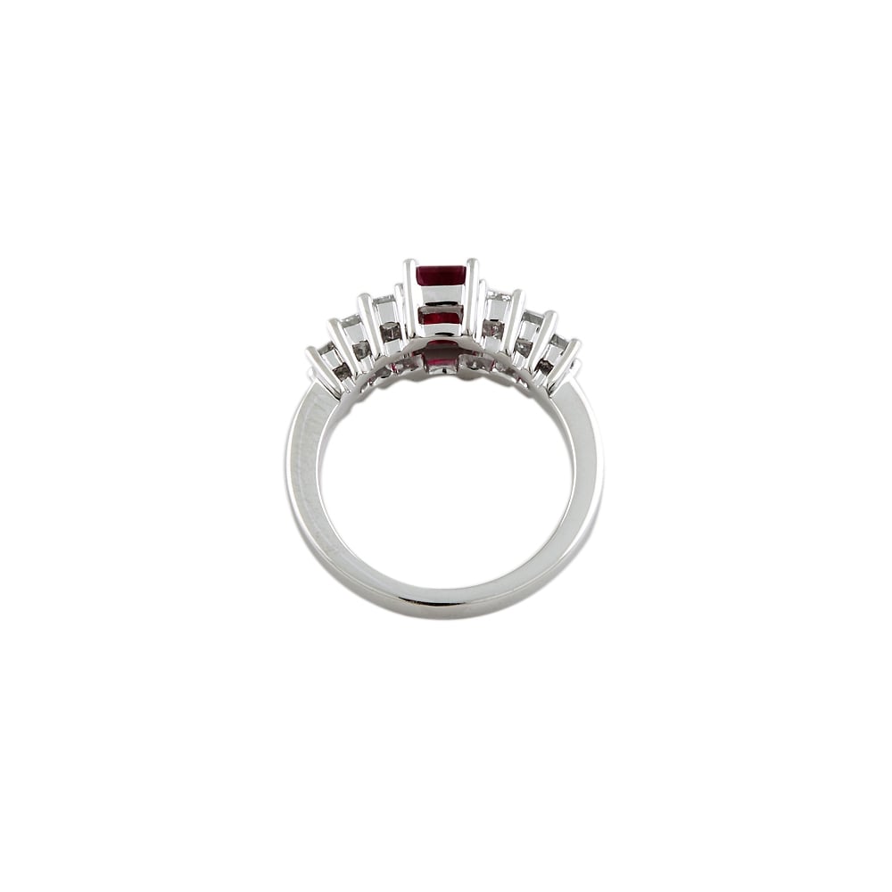 PLATINUM DRESS RING WITH 1.22CT RUBY AND 0.87CT DIAMONDS
