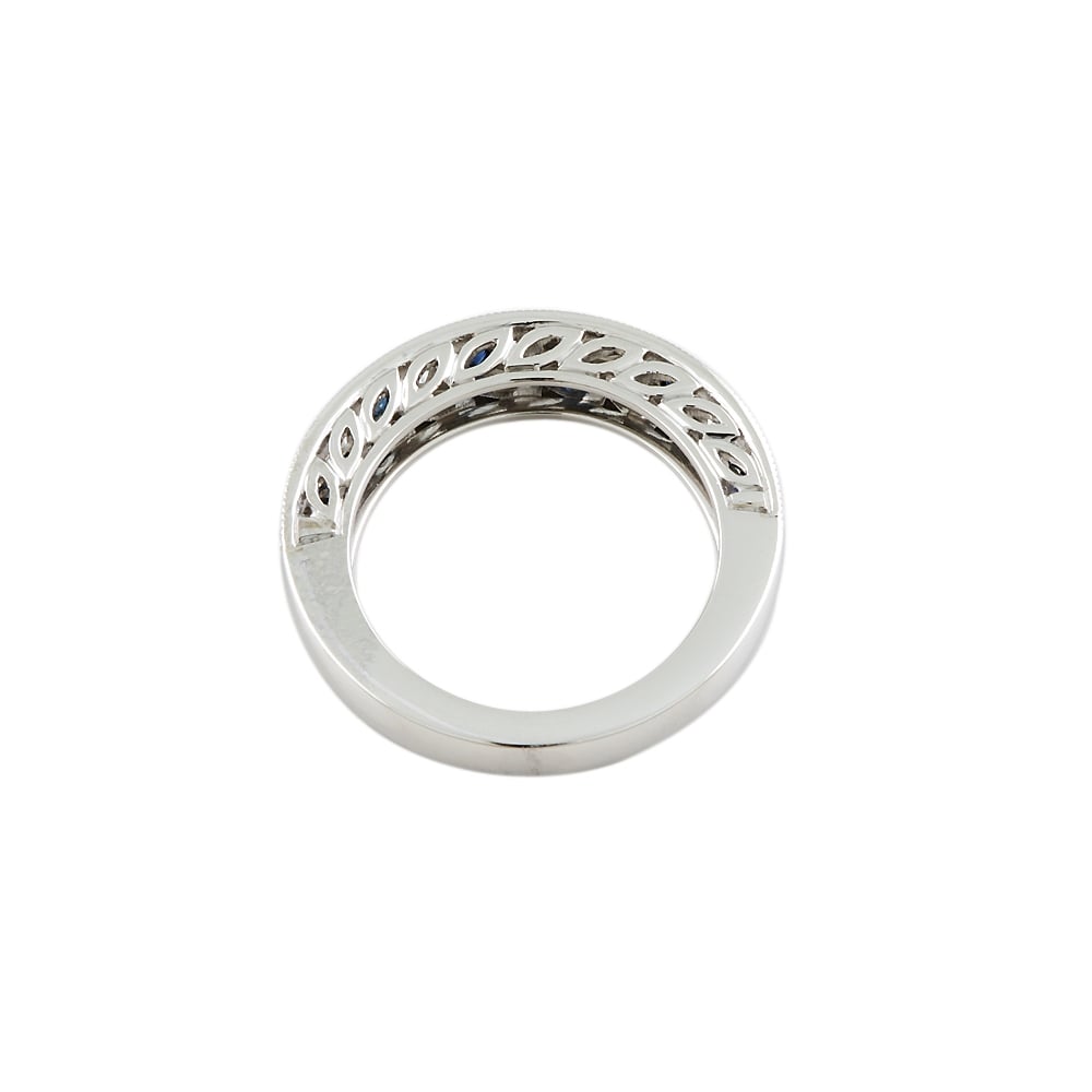 PLATINUM HALF ETERNITY RING WITH 0.48CT DIAMONDS AND 0.60CT BLUE SAPPHIRES