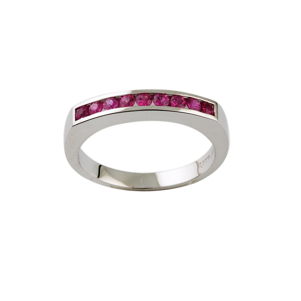 PLATINUM HALF ETERNITY RING WITH 0.36CT PINK-SAPPHIRES